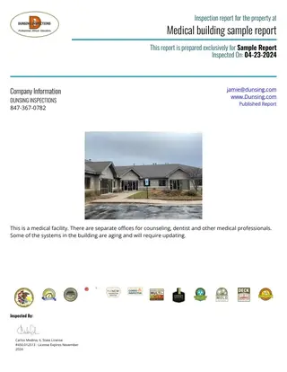 Cover of Dunsing's 2024 medical-office commercial building inspection sample report