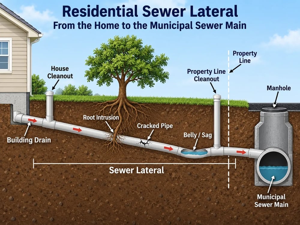 a residential sewer lateral diagram showing how water leaves the house a residential sewer lateral diagram showing how water leaves the house