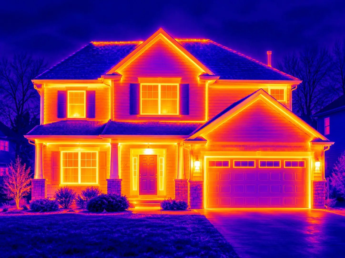 thermal image of the exterior of a house thermal image of the exterior of a house