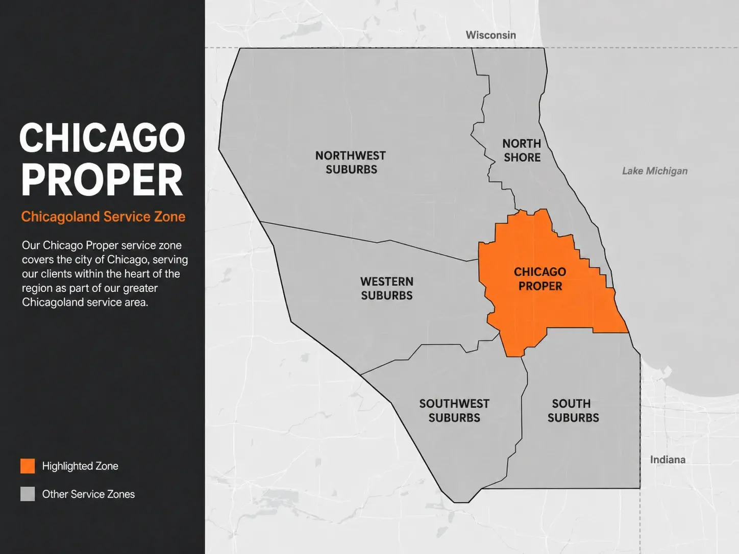 Infographic of the area of the chicago proper