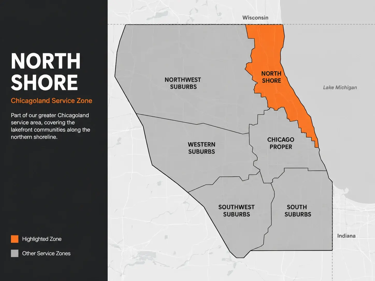 Infographic of the area of the north shore suburbs of chicago