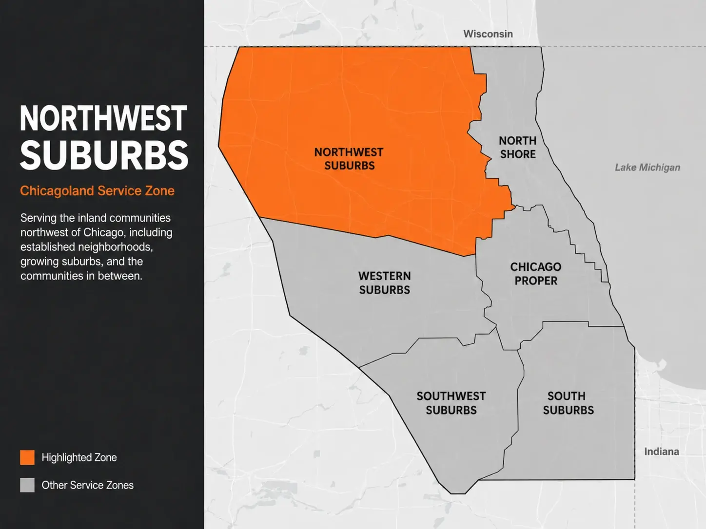 Infographic of the area of the northwest suburbs of chicago