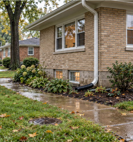 South Suburban brick home with mature landscaping