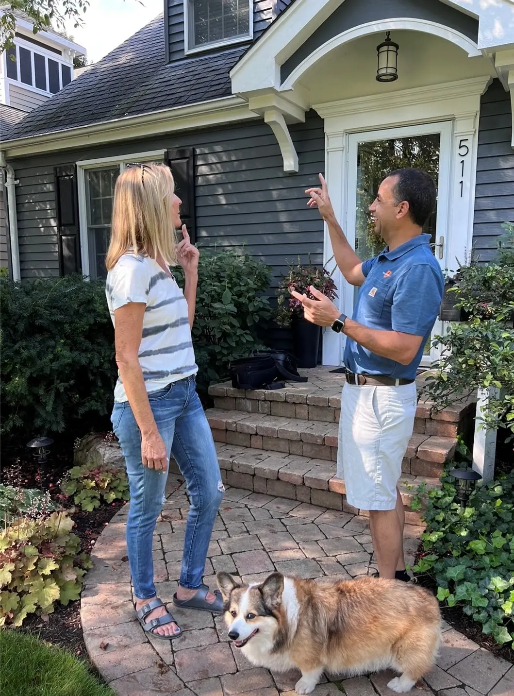 Dunsing inspector explaining property conditions to home buyers