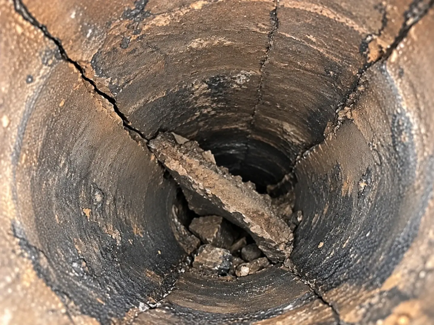 Physical obstruction restricting the interior opening of a chimney flue