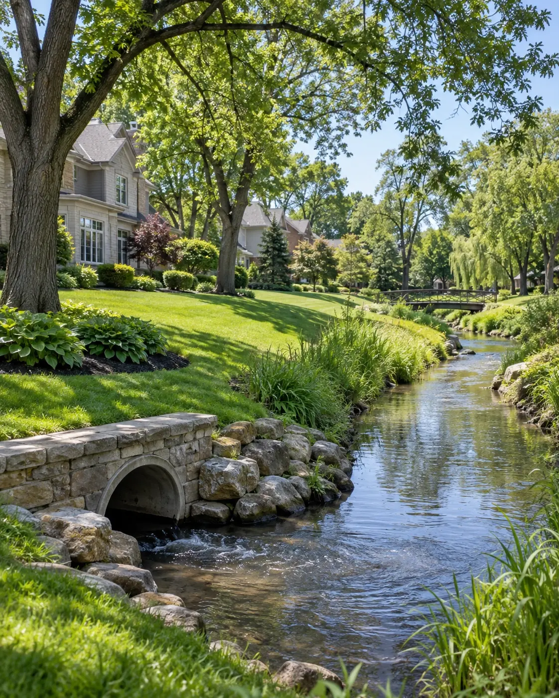 a home with a small creek in the backyard in chicagoland a home with a small creek in the backyard in chicagoland