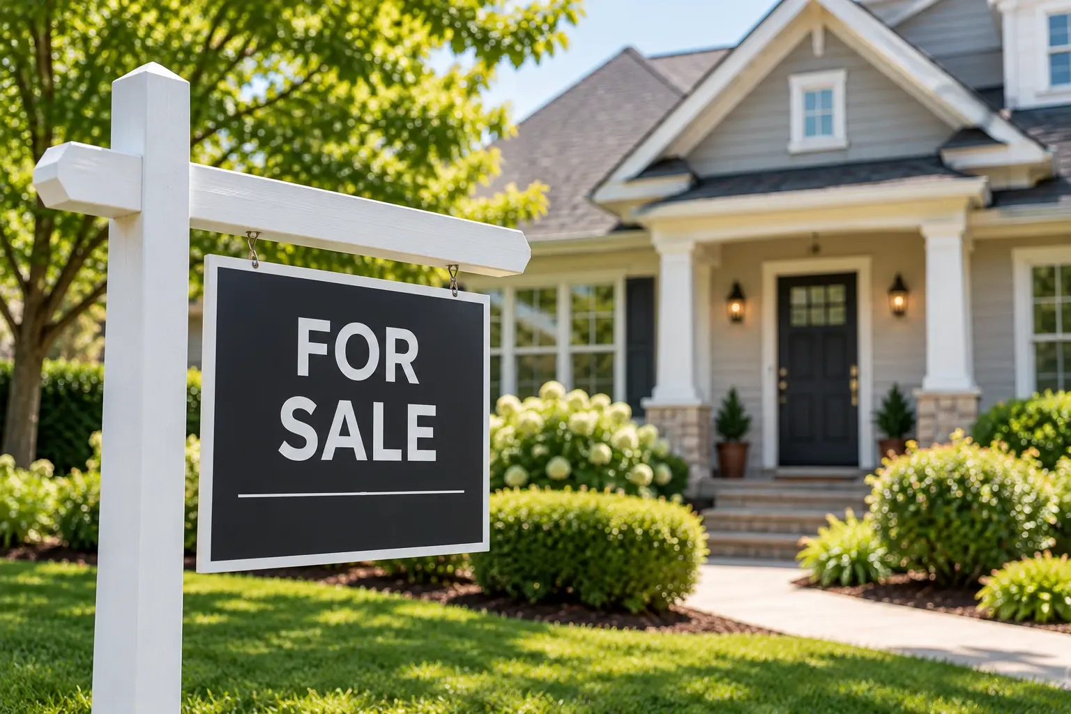 For sale sign in front of a residential home