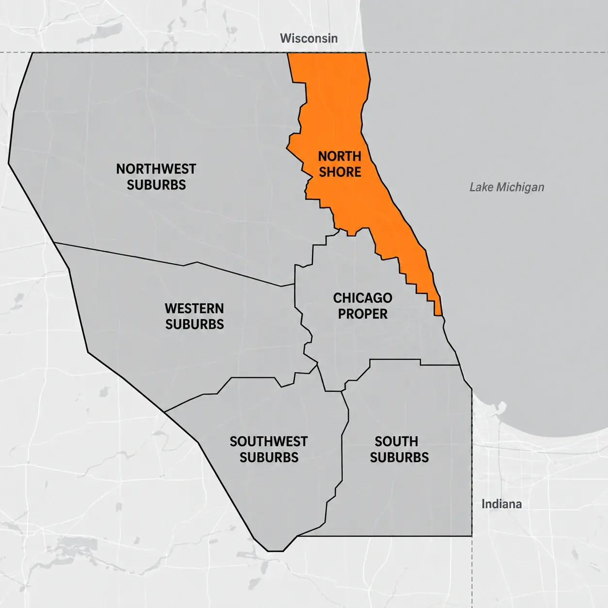 North Shore Chicagoland service area map
