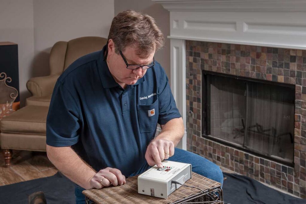 Radon testing in a residential home Radon testing in a residential home