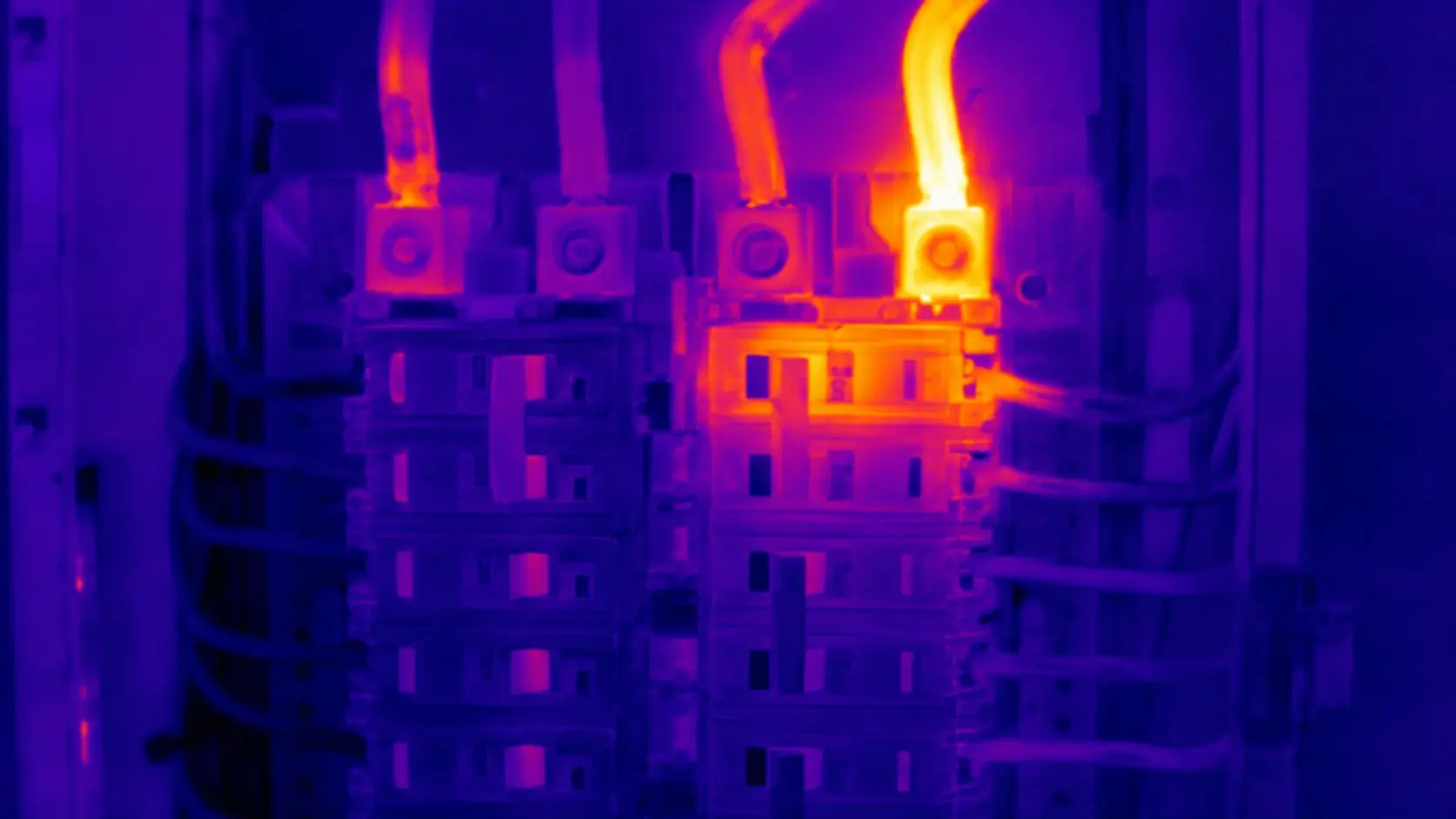Thermal image showing electrical hot spots
