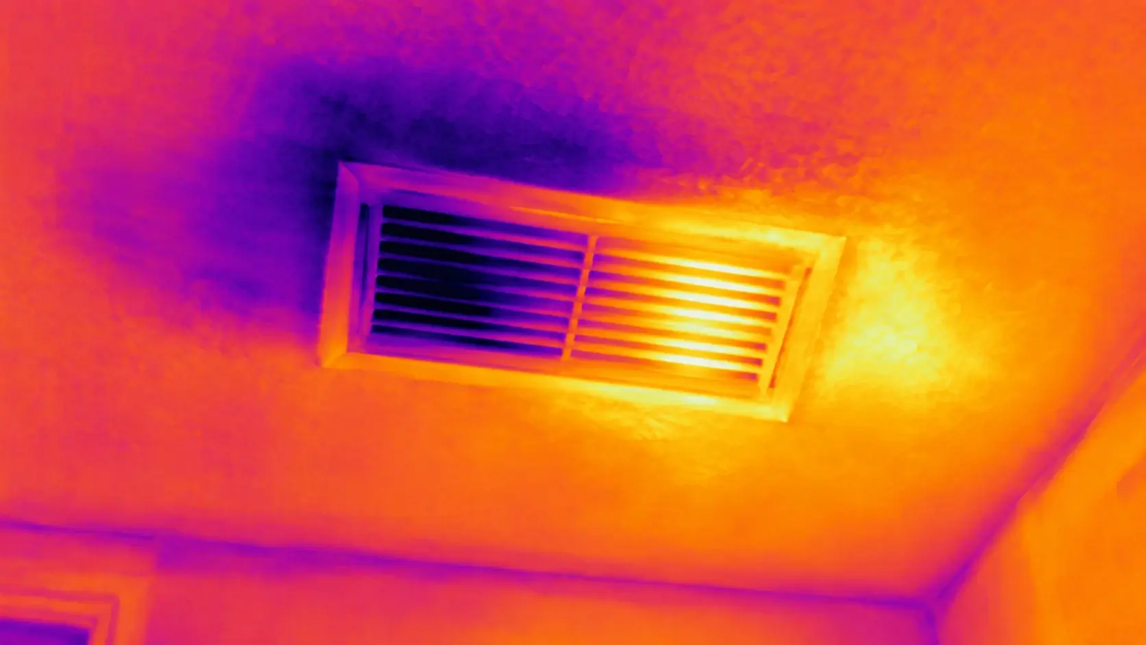 Thermal image showing HVAC temperature irregularities